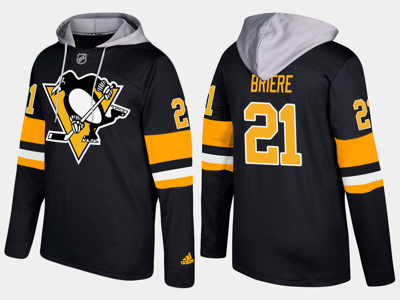 Men NHL Pittsburgh penguins retired #21 michel briere black hoodie